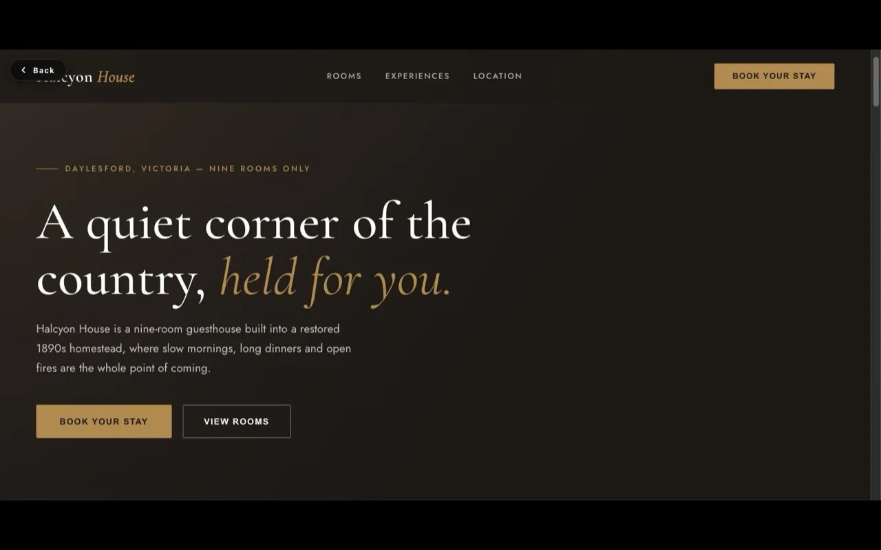 Boutique Hotel Website concept