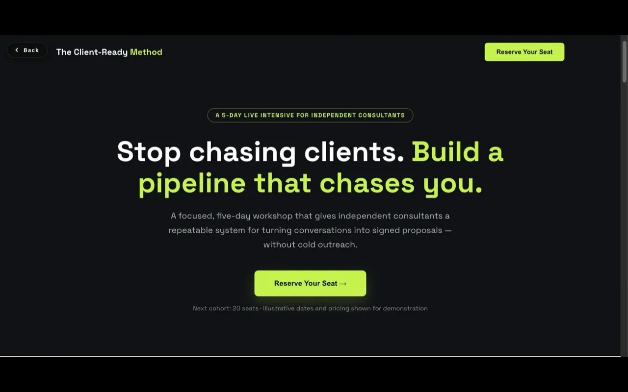 Focused Offer Landing Page concept